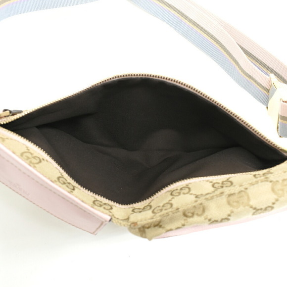 Gucci Waist Bag Body Canvas Leather Beige Pink - Picture 8 of 9